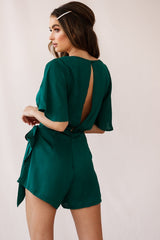 Nadi V-Neckline Wrap Romper Forest Green