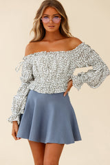 Rowena A-Line Knit Flounce Skirt Midnight Blue