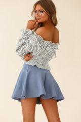 Rowena A-Line Knit Flounce Skirt Midnight Blue