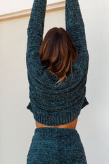 May Flowers Long Sleeve Chunky Knit Sweater Jade