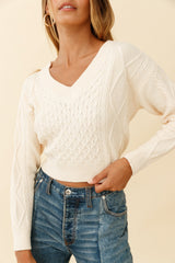 Dulce de Leche Long Sleeve Tie-Back Knit Sweater Beige