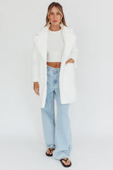 Perceptions Longline Faux Fur Coat White