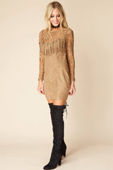 Francie Fringe Dress Brown