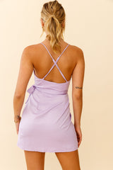 Medellin Gathered Detail Side-Tie Wrap Dress Lilac