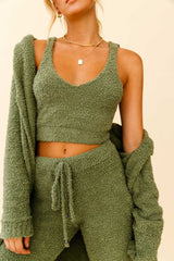 My Girl Fuzzy Knit Jogger Pants Sage