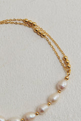 Polaris Freshwater Pearl Double Chain Bracelet Gold
