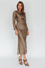 Loveland Cowl Back Midi Dress Olive