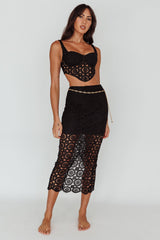 Milano Crochet Lace Crop Top Black