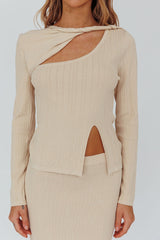 Rossana Twist Neck Keyhole Top Butter