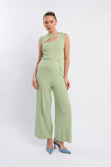 Rossana Twist Neck Sleeveless Keyhole Top Sage