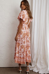 Kailee Short Sleeve Midi Dress Pink/Orange