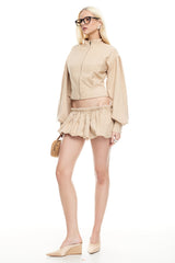 LIONESS Eclipse Mini Short Beige Plaid