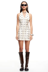 LIONESS Stars Align Mini Dress Cream Polka