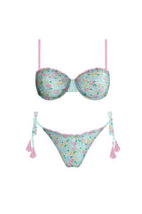 French Riviera Bikini Top Green Floral