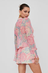Sincerity Mini Skirt Floral Print Blue