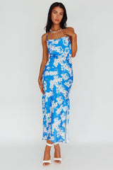Sherilyn Criss-Cross Back Midi Dress Blue Floral