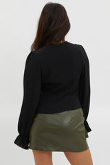 Pale Fire Tie Front Top Black