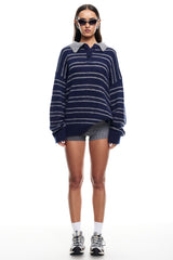 LIONESS Rising Sun Jersey Sweater Navy
