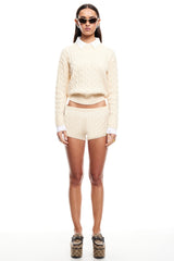 LIONESS Costal Cable Knit Sweater Cream