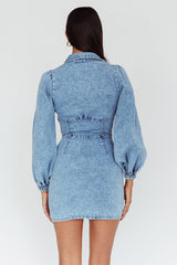 South Beach Long Sleeve Collared Mini Dress Denim
