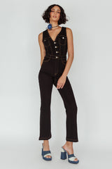 Jazelle Button Front Jumpsuit Black