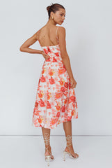 Weekender Spaghetti Strap Midi Dress Floral Peach