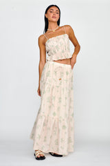South Bay Ruched Cami Top Print Sage