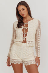 Perrine Lace Shorts Oat