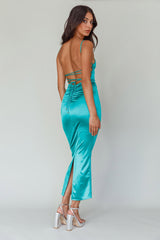 Seraya Lace-Up Back Dress Green