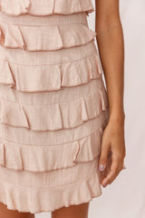 Freya Layered Ruffle Shift Dress Blush