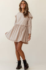 Marion Long Sleeve Shift Dress Mocha