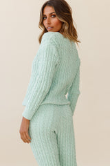 Kansas Long Sleeve Cable Knit Sweater Green