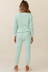 Kansas Cable Knit Fitted Pants Green
