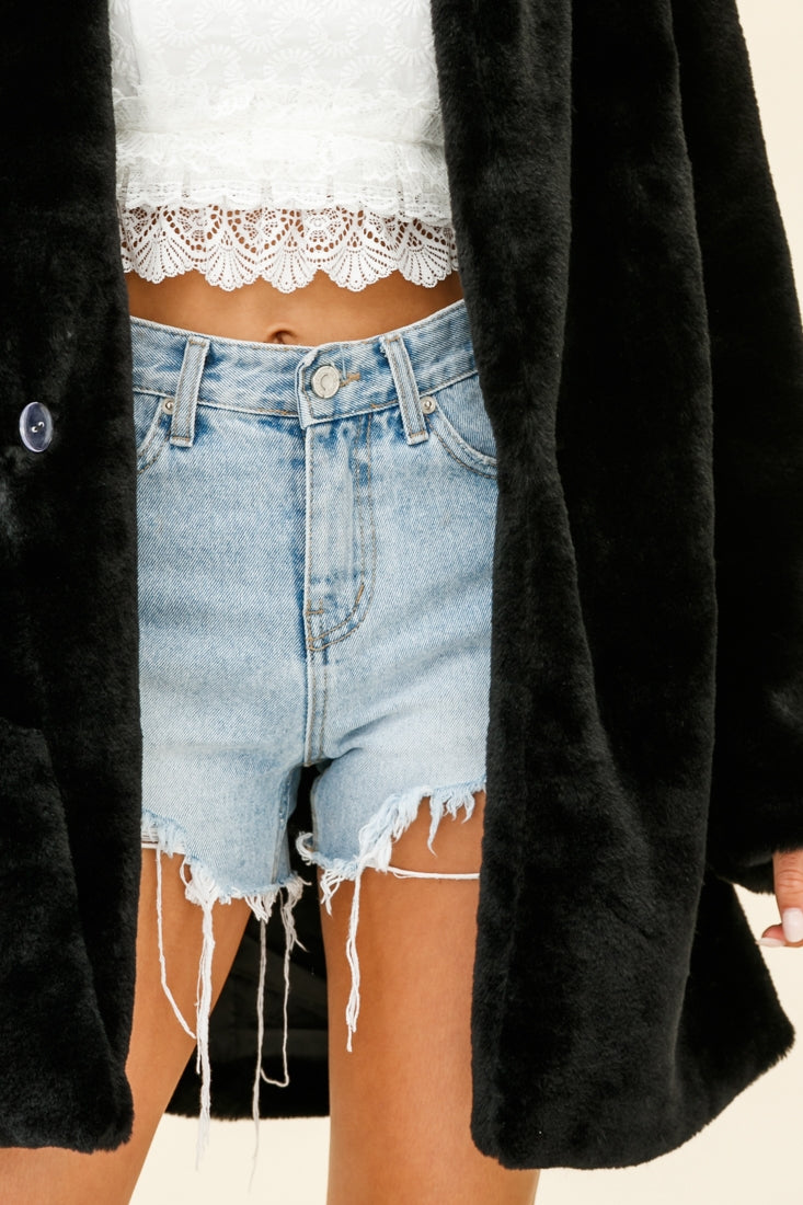 Tahoe Faux Fur Notch Lapel Coat Black