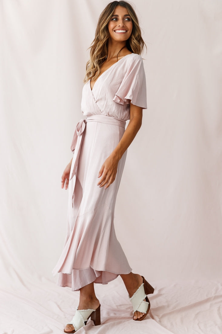 Friday Surplice Neckline Front Split Maxi Dress Mauve