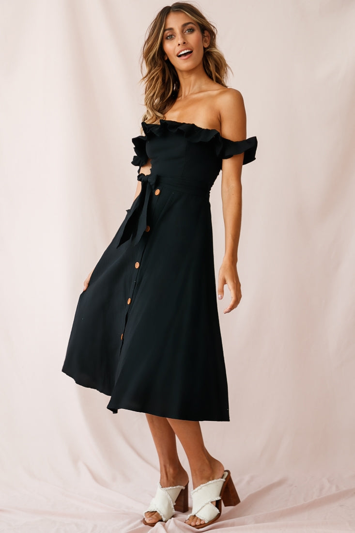 Matisse Off-Shoulder Placket Dress Black