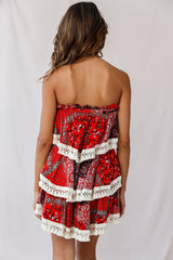 Palau Tassel-Trimmed Paisley Crop Top Red