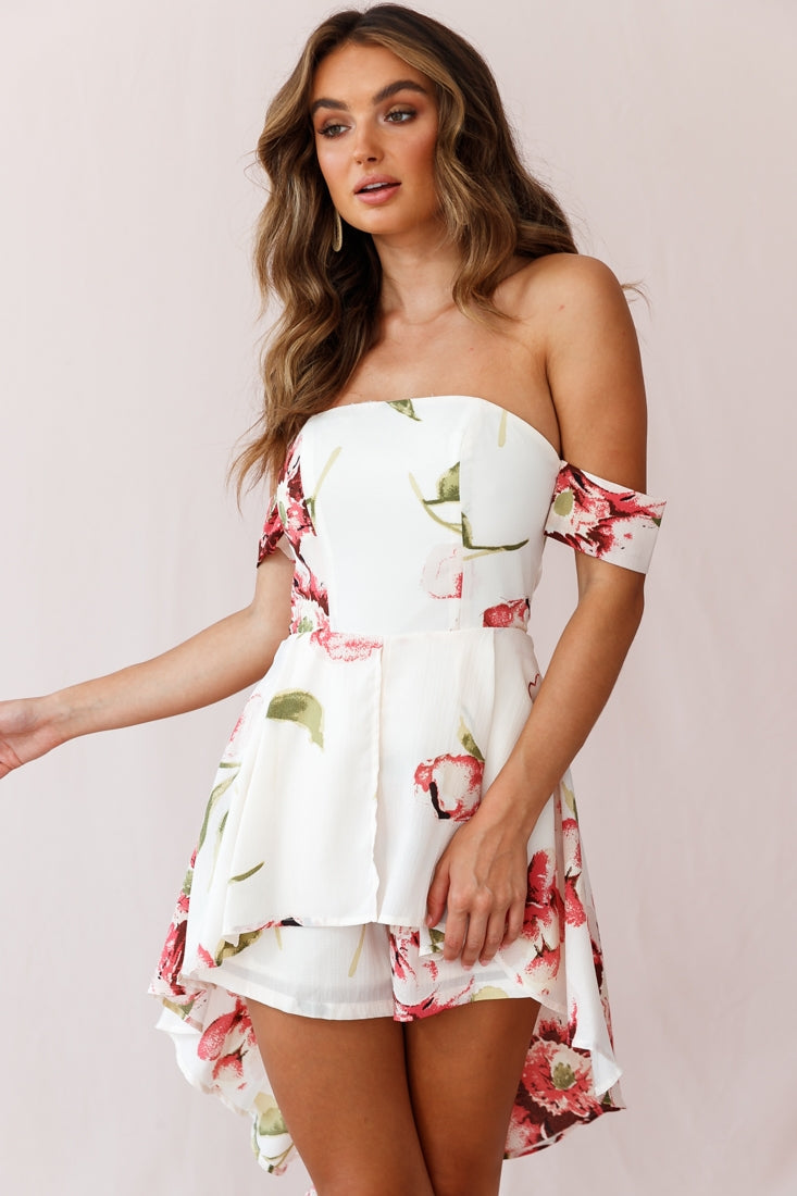 Jessa High-low Summer Brunch Romper Off White