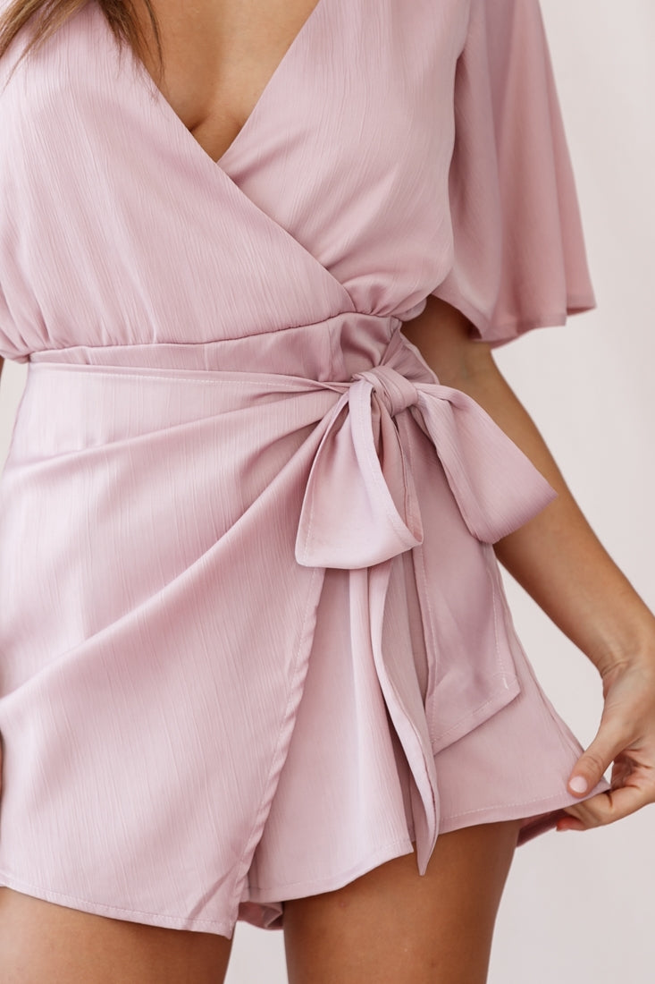 Nadi V-Neckline Wrap Romper Blush