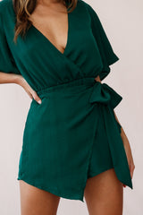 Nadi V-Neckline Wrap Romper Forest Green