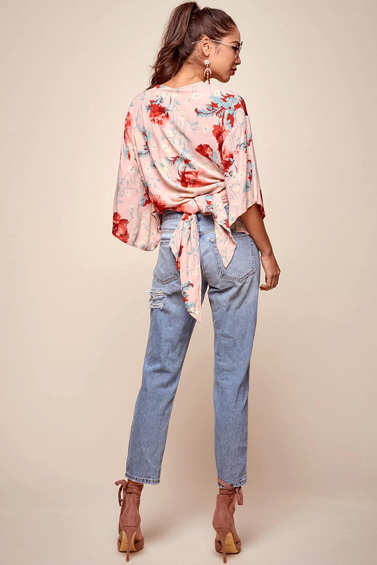 Rivera Waist Tie Floral Top Pink
