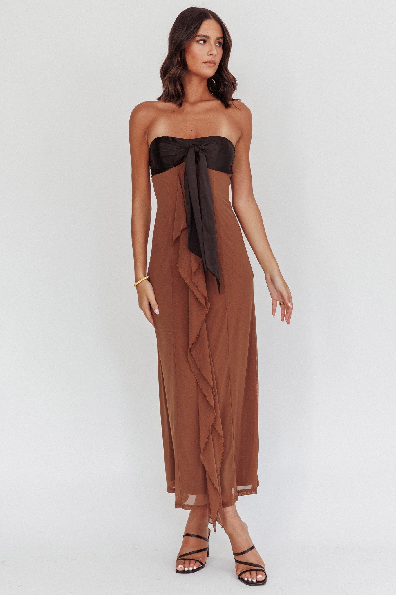 Keep Her Wild Strapless Tied Bust Dress Cedar