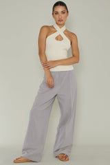 Lou Cut-Out Halter Top Cream