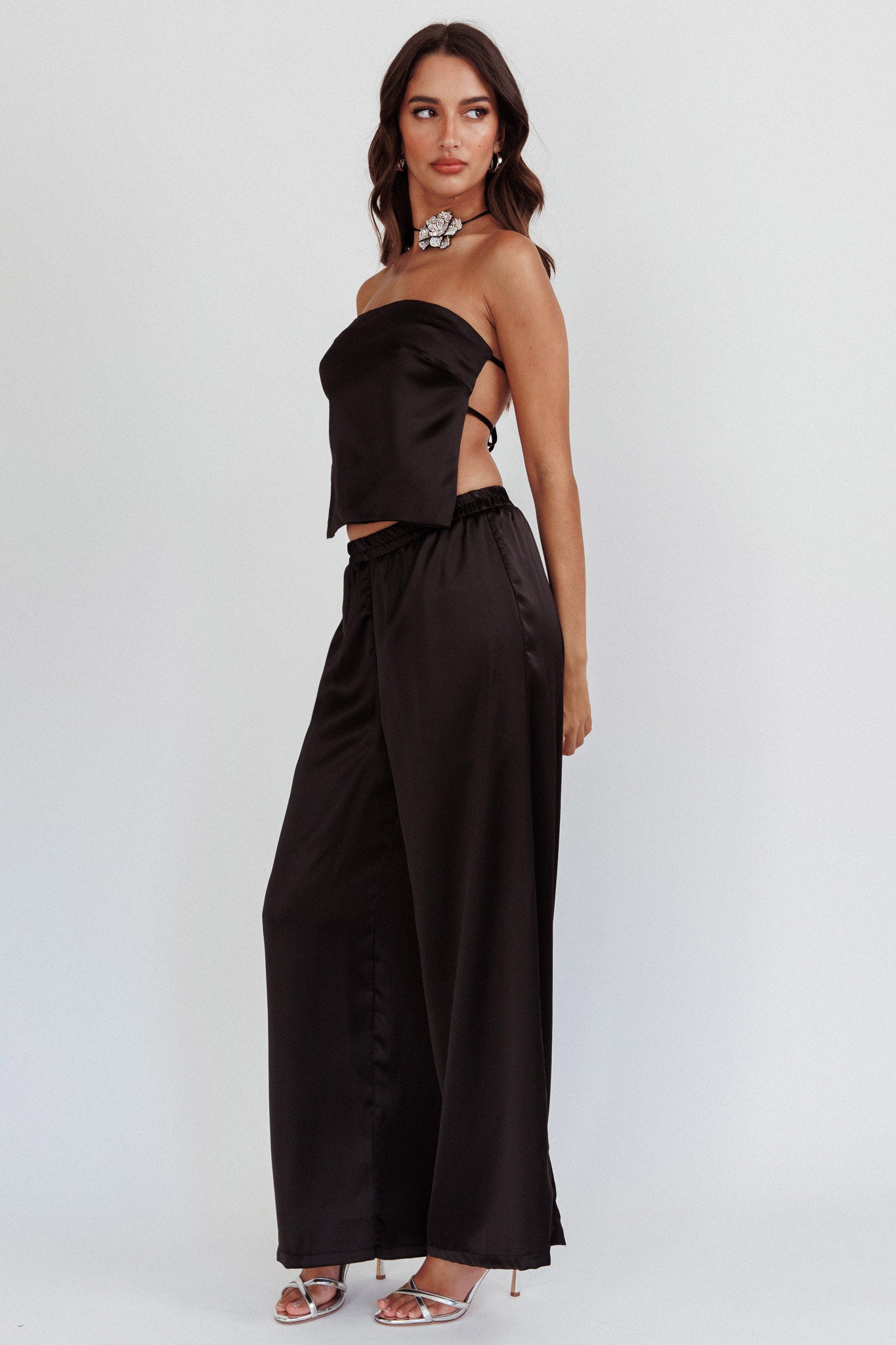 Panama Beach Back Tie Top Black