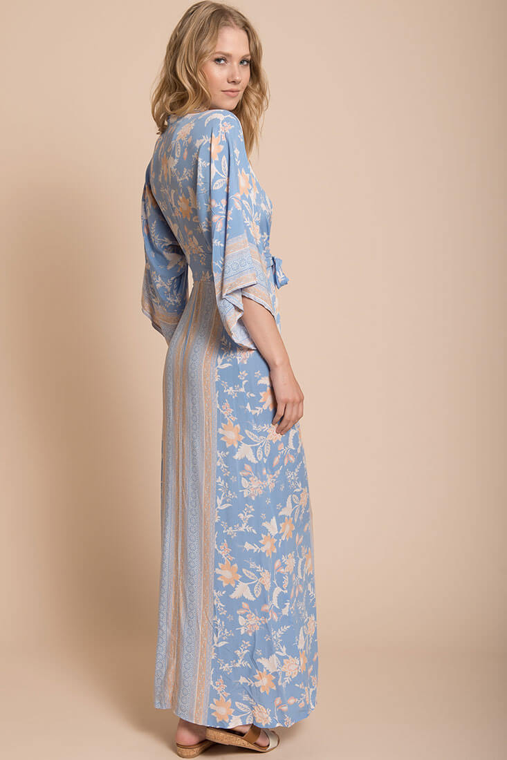Kira Kimono Maxi Dress Blue