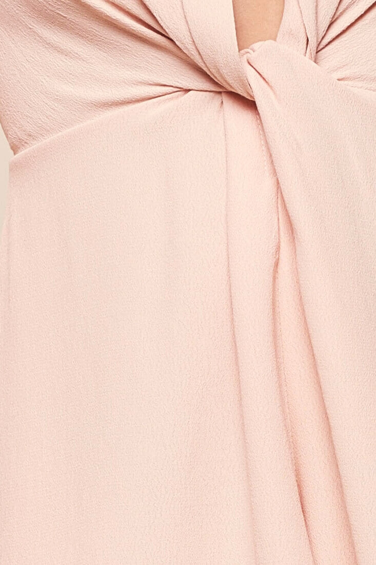 Nastasya Long Sleeved Plunging Neckline Dressy Romper Pink