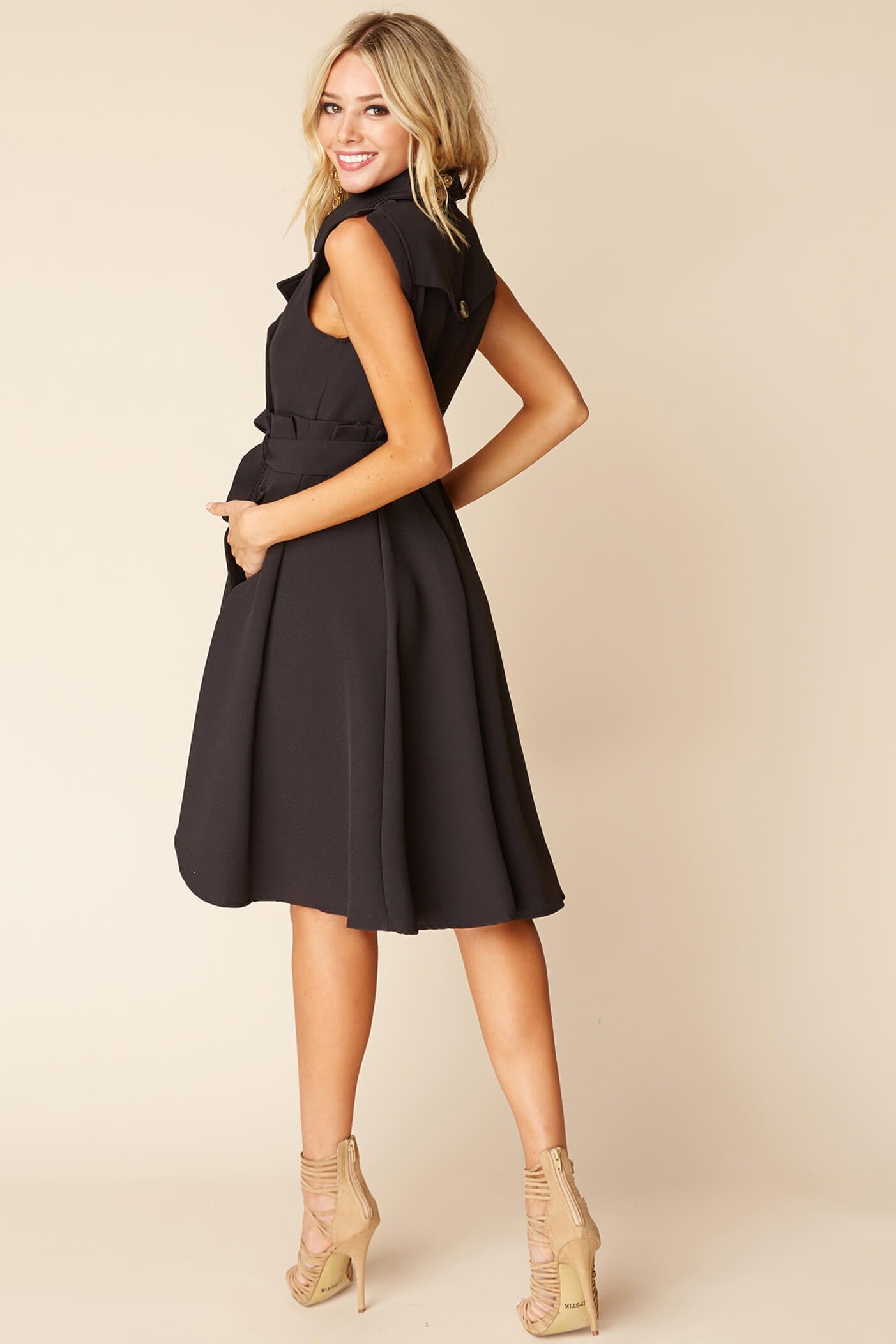 Harvard Bow Tie Trench Dress Black