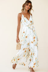 Miso Wide-Leg Cami Jumpsuit Floral Print White