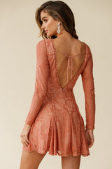 Palm Springs Lace Overlay Low Back Dress Rose