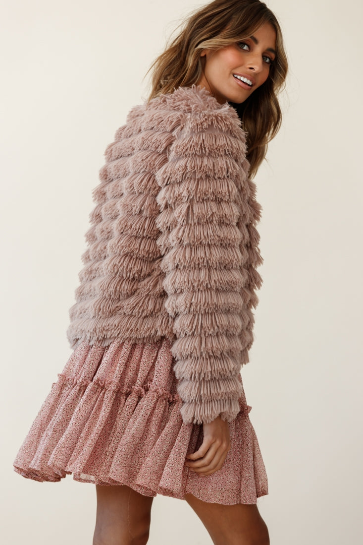 Montana Shaggy Faux Fur Jacket Camel